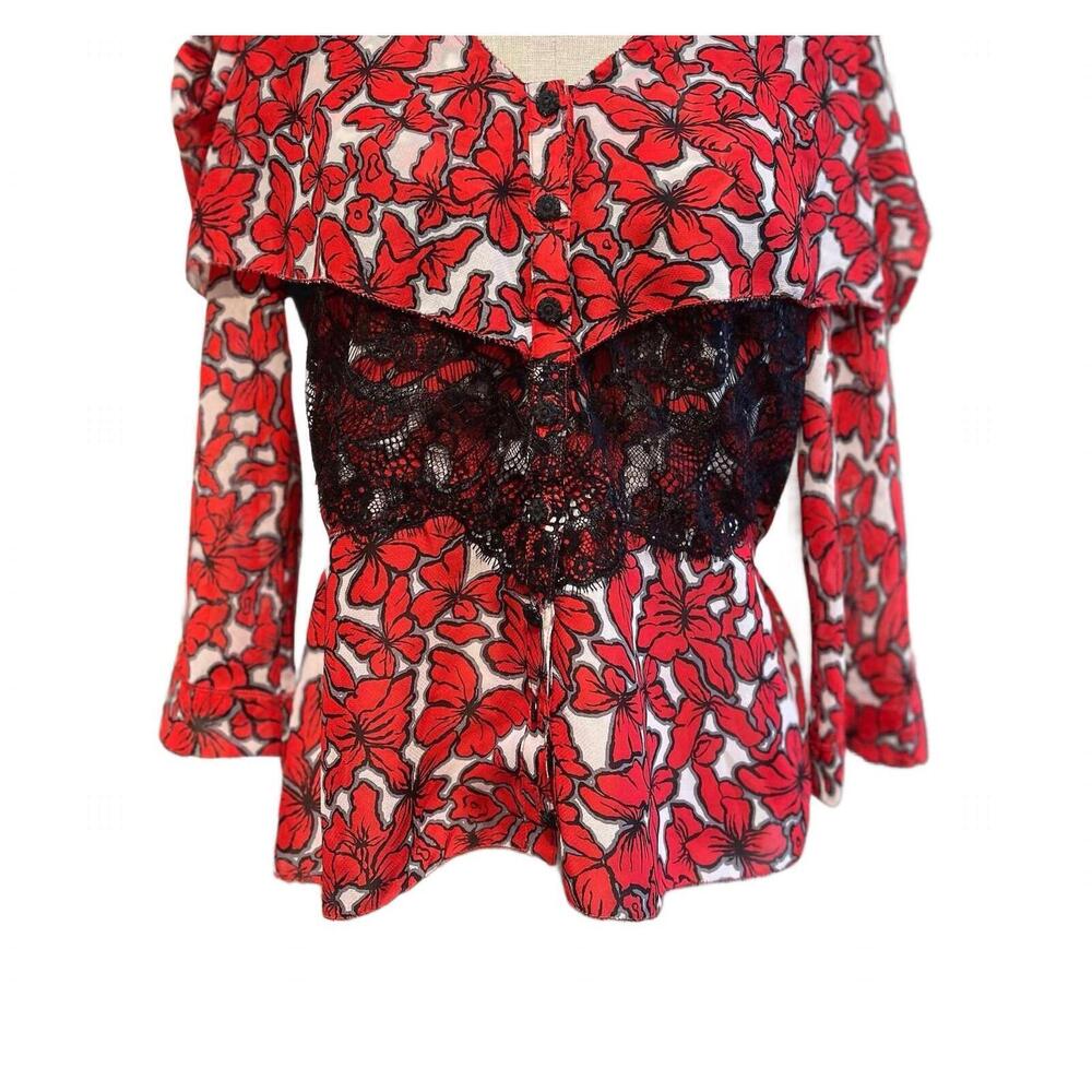 NEW BYRON LARS ruffle lace in red flowers